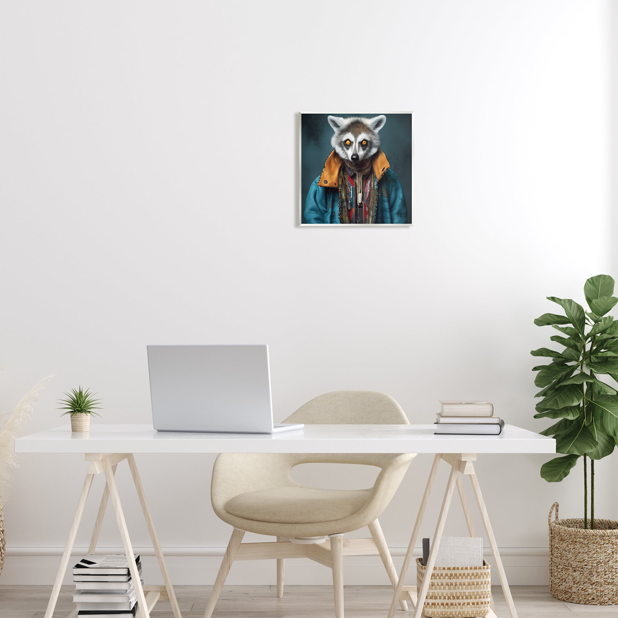 Stupell Industries Raccoon with Stylish Jacket Animals & Insects Painting Unframed Art Print Wall Art, 12 x 12