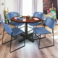 thumbnail image 2 of Kobe 48" Round Breakroom Table- Cherry & 4 Zeng Stack Chairs- Blue, 2 of 8