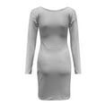 thumbnail image 6 of ZHOGXU Womens Casual Dress Long Sleeve V Neck Solid Color Knitted Fashion Comfortable Slim Fit Dresses For Casual Daily Wear,Grey,L, 6 of 6