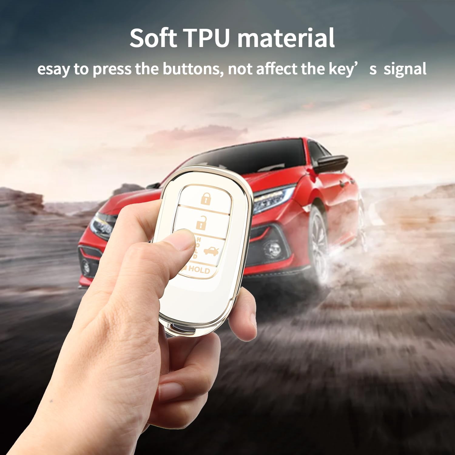 for Honda Key fob Cover, Soft TPU Car Key Case Protector with Leather Keychain Compatible with 2022 2023 2024 2025 Honda Accord Civic HR-V CR-V Pilot Odyssey smart Remote Key