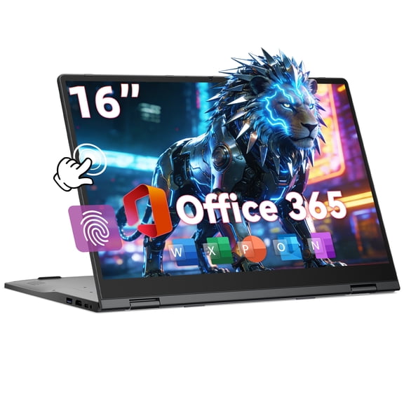 Jumper 16in 2 in 1 Laptop Touchscreen Windows 11, 16GB DDR4 640GB ROM Laptops Convertible Tablet Computer, 4-Core Intel Celeron Processor, 360° Flip, 1yr Office 365 Free