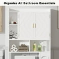 thumbnail image 3 of VECELO Over The Toilet Storage Cabinet, Bathroom Organizer with Door and Adjustable Shelf, Freestanding Space Saver Behind Toilet Storage Cabinet with Paper Holder and Racks, White, 3 of 11