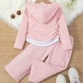 thumbnail image 5 of xaoyunyn Girls 2 Piece Tracksuits Outfits Casual Half Button Down Long Sleeve Hoodies Wide Leg Pants Set 3-8 Years, 5 of 6