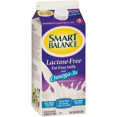 Smart Balance Lactose-Free Fat Free Milk and Omega-3s, 0.5 GAL