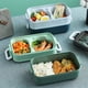 thumbnail image 4 of Toystoory Fiambrera de acero inoxidable de doble capa, contenedor térmico portátil para alimentos con cuchara, tenedor, fiambrera para estudiantes para Mostrada Azul Toystoory HA066677-01, 4 of 6