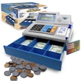 thumbnail image 1 of Dr. STEM: Solar-Powered Cash Register - Gray - 68pc Store & Shopping Roleplay Toy, Working Math Calculator, Sounds, Play Money & Debit Card, Kids 3+, 1 of 8