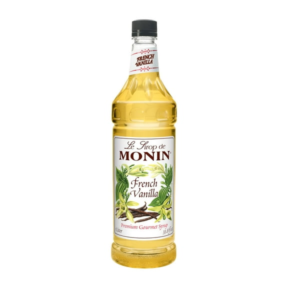Monin French Vanilla Syrup, 33.8-Ounce Plastic Bottle (1 Liter). Boxed.