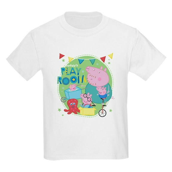 CafePress - Peppa Pig: Daddy's Play Room Kids T Shirt - Light Classic Kids Graphic, Short Sleeve T-Shirt, Sizes XS-XL