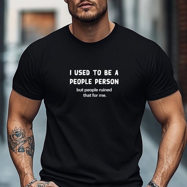 T-shirt pour Homme, Décontracté et Relax, Simple et Net, « I Used to Be a People Person » T-shirt Graphique d'Été Décontracté à Col Rond et Manches Courtes,