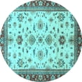 thumbnail image 1 of Ahgly Company Indoor Round Oriental Light Blue Traditional Area Rugs, 5' Round, 1 of 4