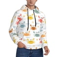 thumbnail image 2 of Pofeuu Colorful Crabs Print Mens Casual Hooded Collar Drawstring Hoodies Pullover Sweatshirts Casual Long Sleeve Shirts-Large, 2 of 7