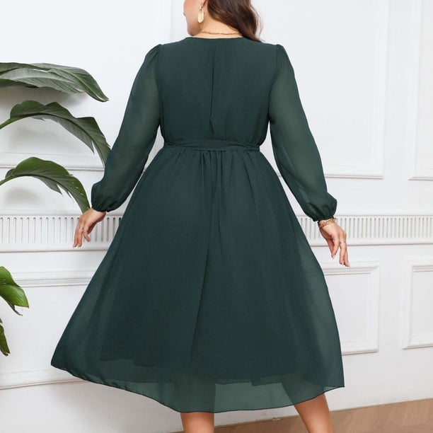 fit and flare winter dresses for women Women's Fit & Flare Long Sleeve Brown Midi Dress: Vintage Flare | Medium