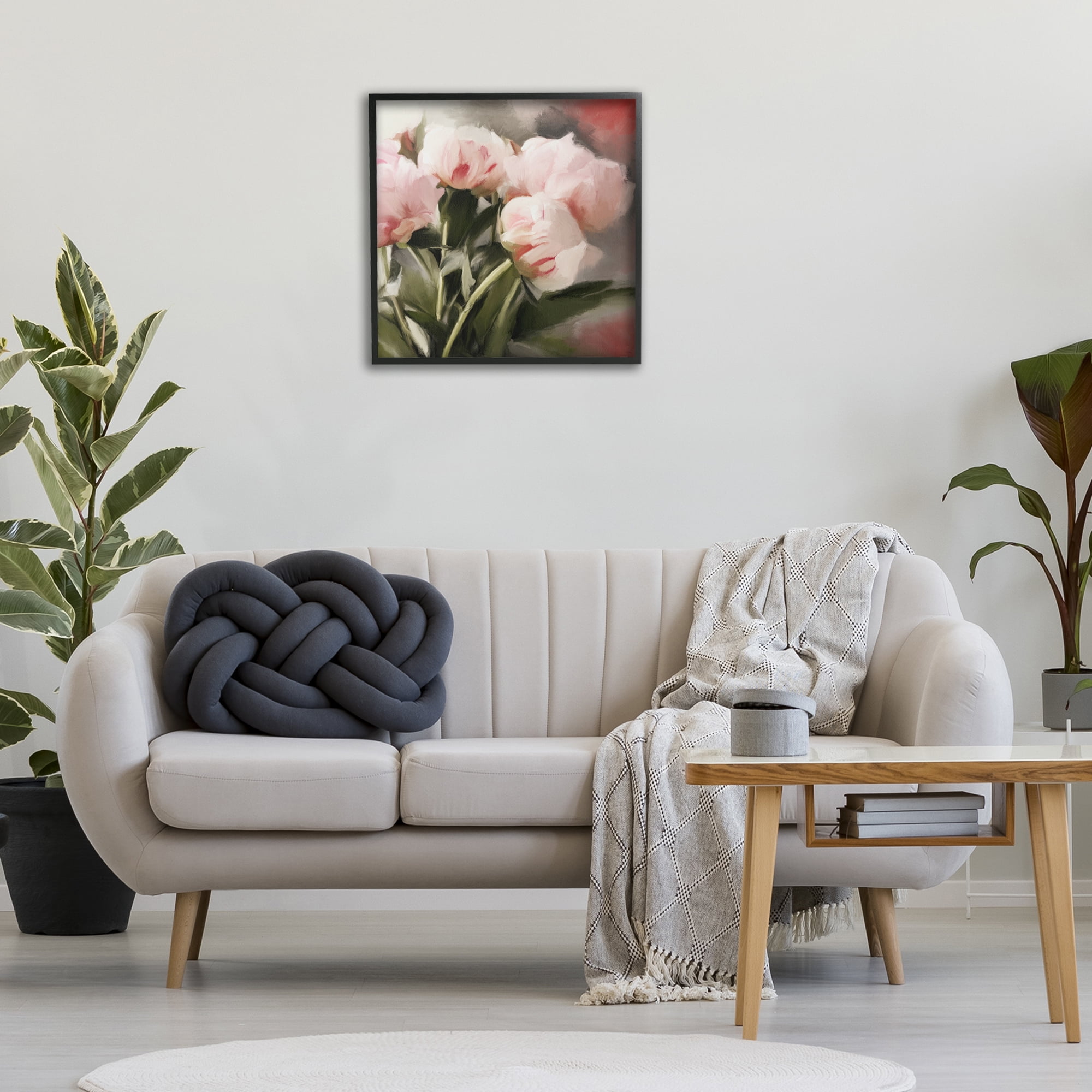 Stupell Industries Pink Floral Arrangement Botanical & Floral Painting Black Framed Art Print Wall Art, 24 x 24