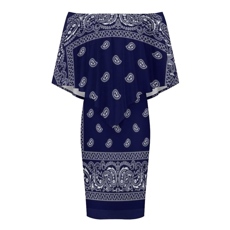 Bandana Blue Women's Off The Shoulder Ruffles Summer Wedding Guest Loose  Casual Party Beach Dress - Walmart.com