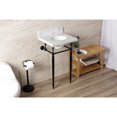 thumbnail image 3 of Kingston Brass KVPB1917M340ST Edwardian 19" Carrara Marble Console Sink with Brass Legs (4-Inch, 3-Hole), Carrara Marble White/Matte Black, 3 of 8