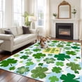 thumbnail image 3 of Area Rug 72×108in, St. Patrick's Day Green Shamrock Floor Carpet Living Room Rug, Lucky Leaves Clouds Non-Slip Welcome Mat Indoor Rugs for Bedroom Dining Room, 3 of 9