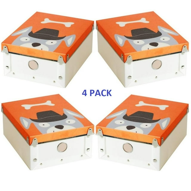 PACK 4 Caja organizadora de plástico con imagen de Perro Tutti-Home TUTTI-HOME Naranja