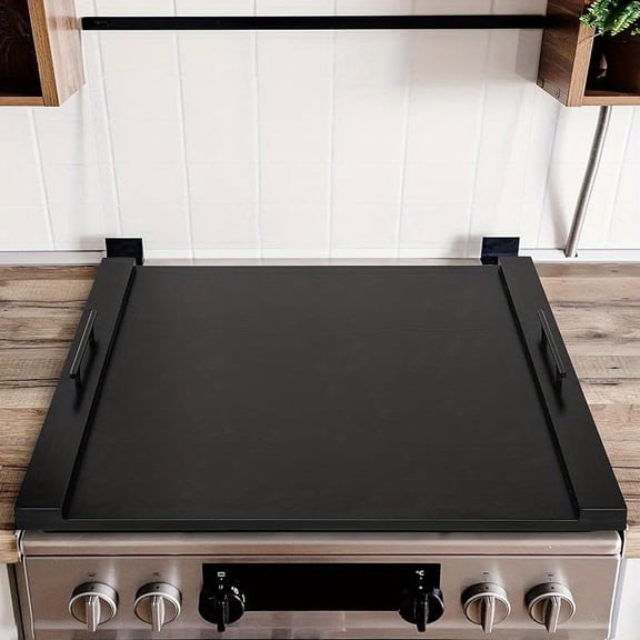 Noodle Board Stove Cover with Handles, Wood Stove Covers for Gas Stove Top, Glass Cooktop Protector, Wooden Stovetop Cover, Versatile Cutting Boards with Groove, Sink Cover, Serving Tray