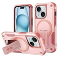 thumbnail image 1 of for iPhone 15 6.1-inch Case [Compatible with MagSafe] Built in Invisible Stand, Military Grade Shockproof Soft TPU Protective Cover Case,Pink,For iPhone 15, 1 of 8