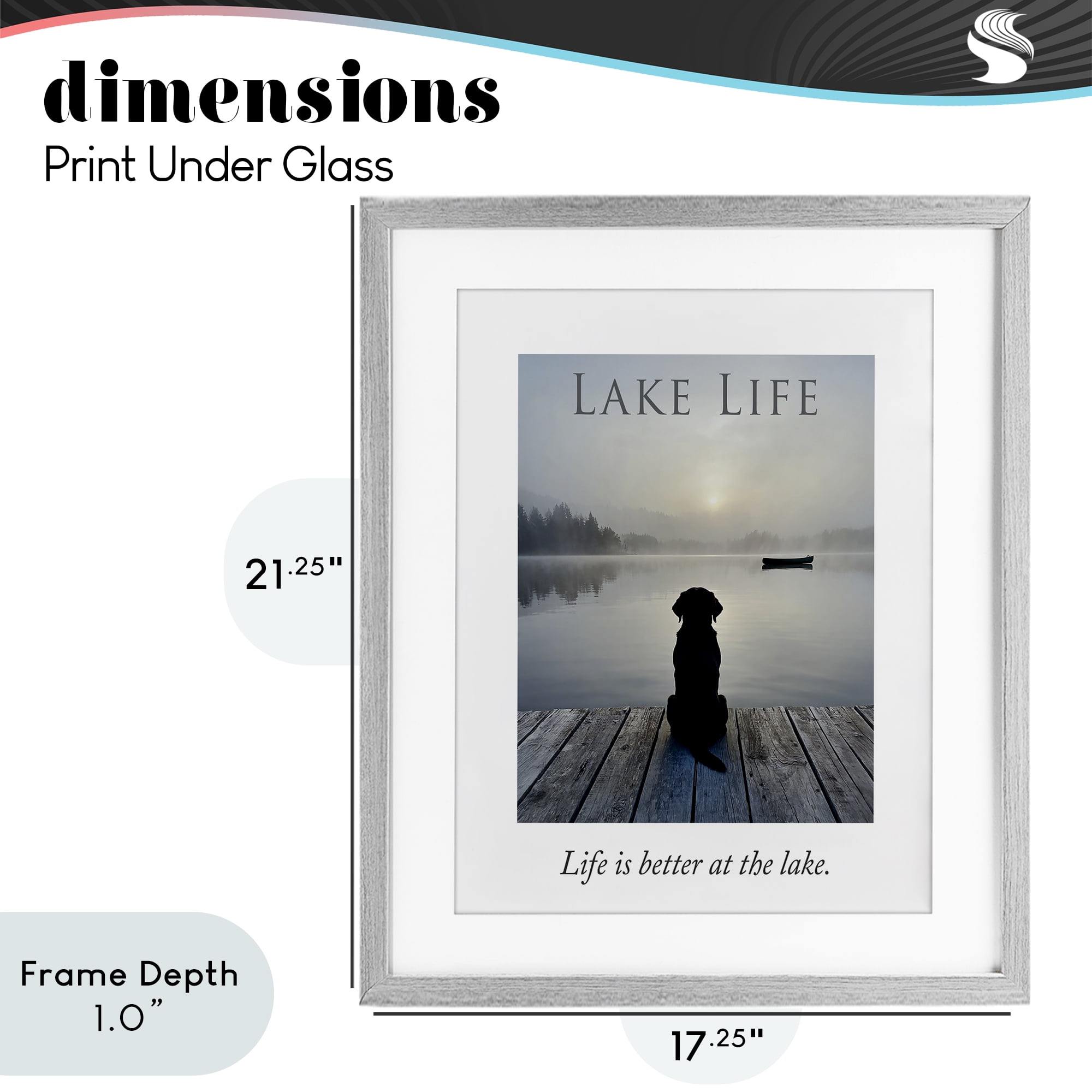 Stupell Industries Lake Life with Dog Gray Framed Print Under Glass, design by A Barefoot Stylist