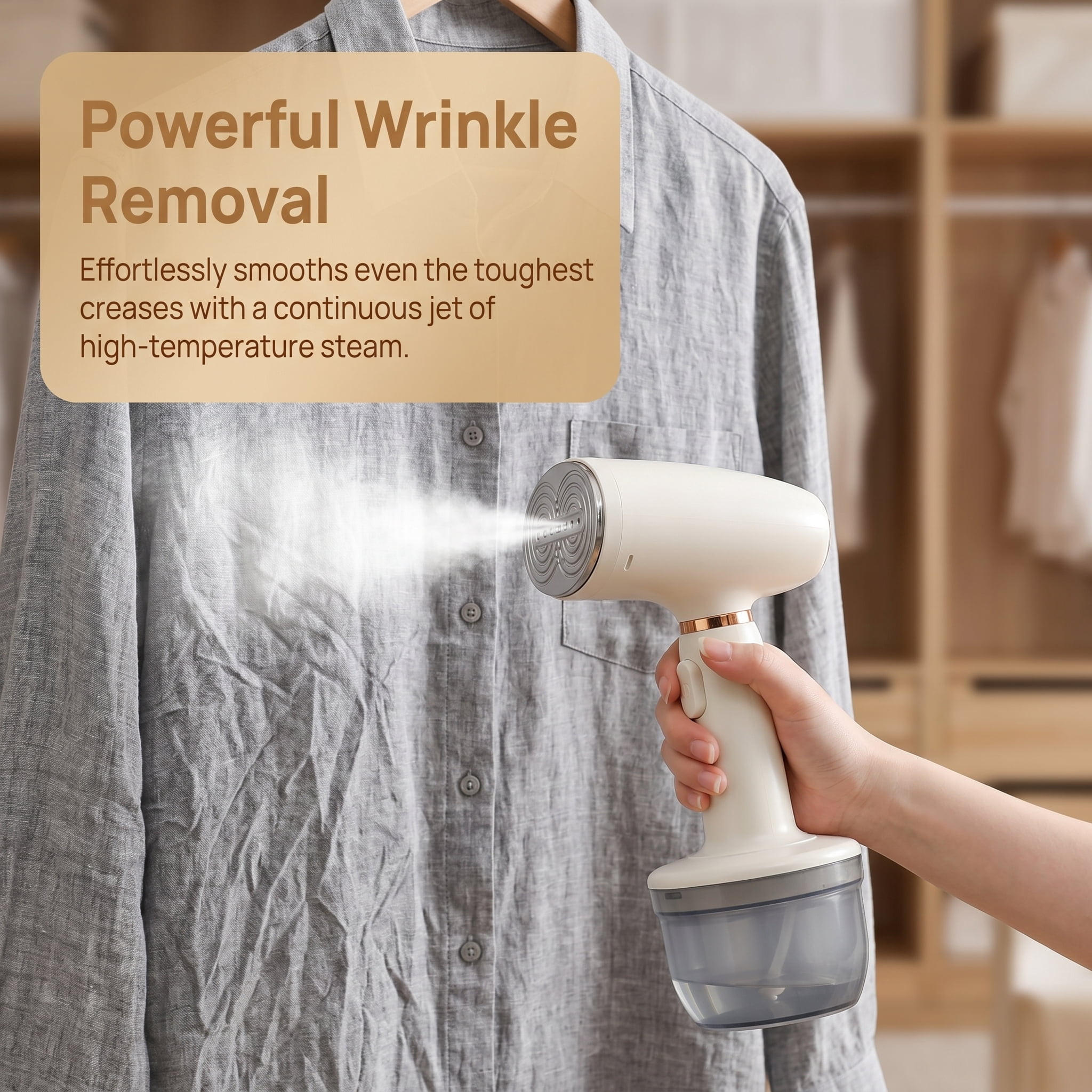 Handheld Steamer for Clothes with 2-Level Temperature Control, 1000W Portable Travel Garment Steamer & Mini Iron, 60-Min Continuous Steam for Home and Travel, Heat-Resistant Design