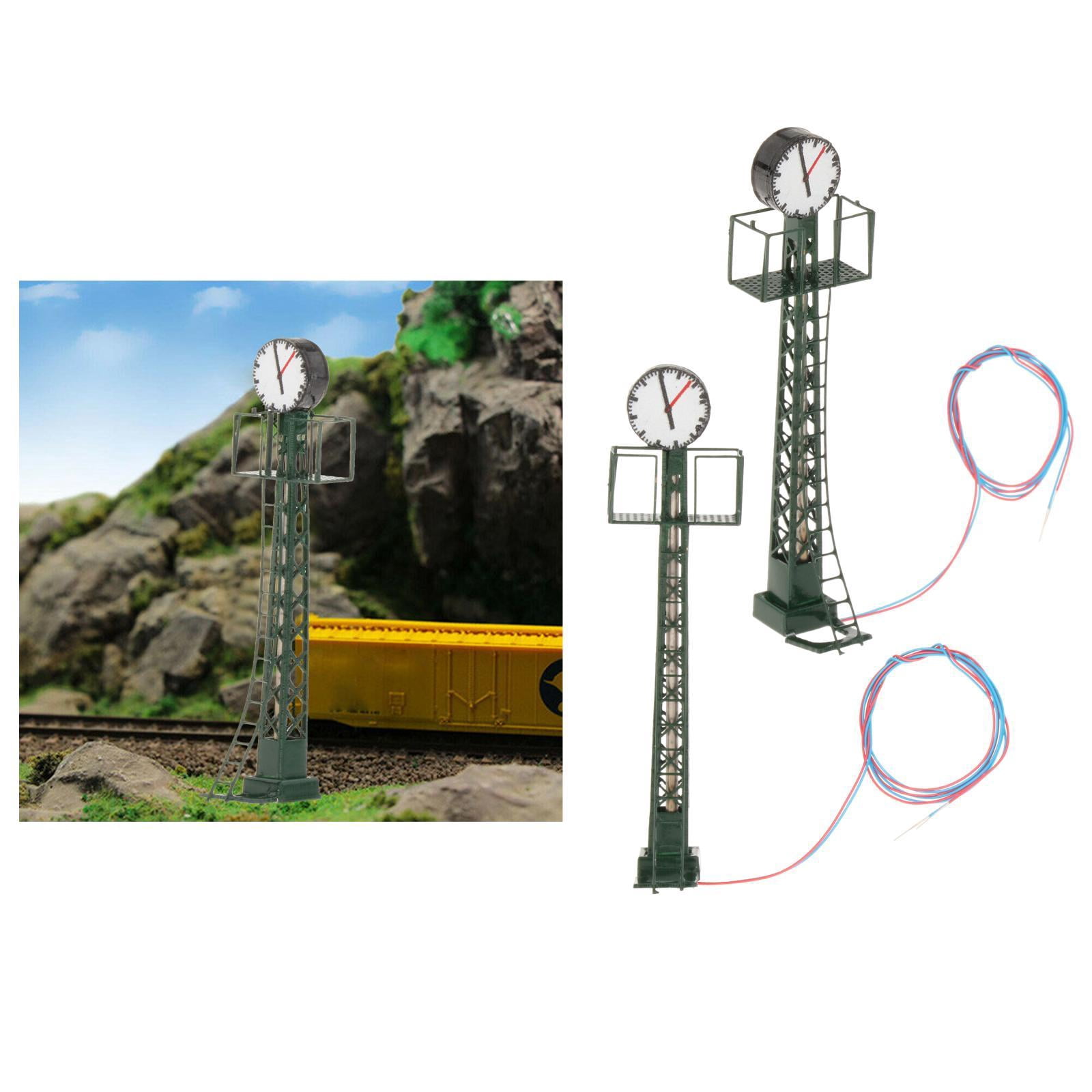 2 Pièces 1/87 Modèle de Feux de Chemin de Fer Échelle Miniature Bâtiment Paysage Accessoires LED Lampe pour Table de Sable Micro Paysage, Noir