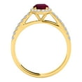 thumbnail image 4 of Mauli Jewels Rings for Women 0.70 Carat Diamond And Oval Shaped Created Ruby Ring 4-prong 10K Yellow Gold, 4 of 7