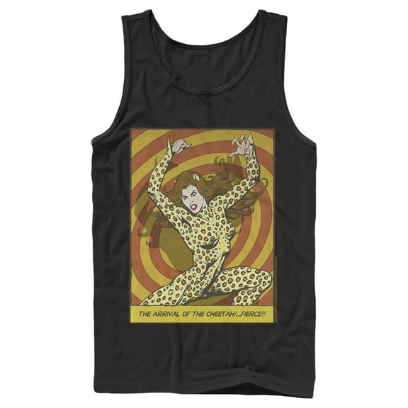 Men's Justice League Cheetah Comic Panel Tank Top Black Medium