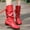 Red, variant on Women Knee High Boots Lace Up Slouchy Round Toe Wide Calf Boot Chunky Low Heel Side Zipper Patchwork Non Slip Shoes Vintage Comfort Fall Winter Booties White 36