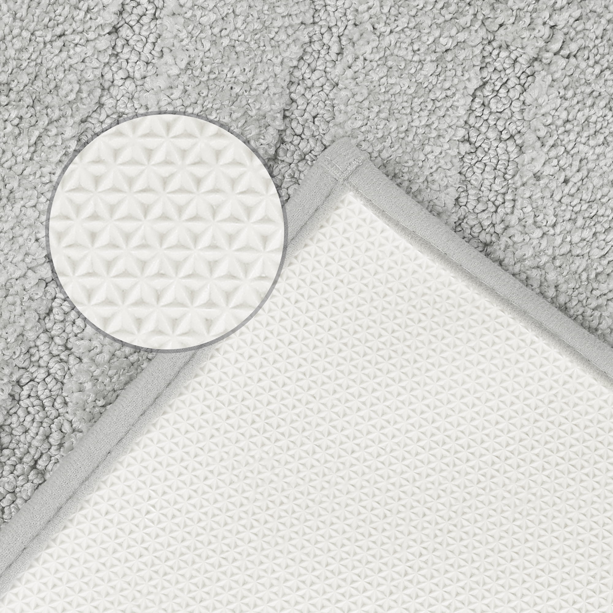 Unique Bargains Bathroom Rugs Non Slip Bath Mat Geometric Soft Mat Washable Carpet Light Gray 16*24in
