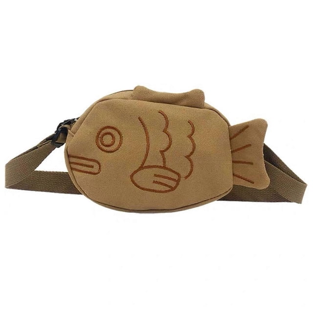 Fashion Shoulder Bags Cute Fish Shape Crossbody Bag Zipper Purse Simple Messenger Bag Handbag Canvas Handbag Phone Bag