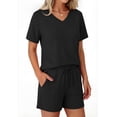 thumbnail image 3 of Sundazz Lounge Sets for Women Summer 2 Piece Outfits V Neck Shirts and Shorts Sets Casual Matching Sets, 3 of 7