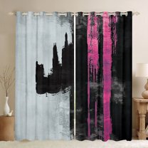 jejeloiu Fluid Art Artwork Blackout Curtains Set of 2 (52x84 Each),Black Gray Pink Window Curtains For Girls Kids