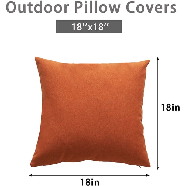 Funda de almohada impermeable para exteriores, funda de almohada impermeable para jardín de 45 * 45 cm, cojín de poliéster para sofá de jardín y silla con balcón (4 piezas, naranja) Zhivalor ZYY-3120