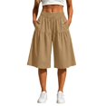 thumbnail image 5 of Endives Women's Shorts Solid Color Loose Summer Bermuda Short Knee Length Elastic Waist Beach Lounge Workout Casual Long Short Wide Leg Shorts, 5 of 6