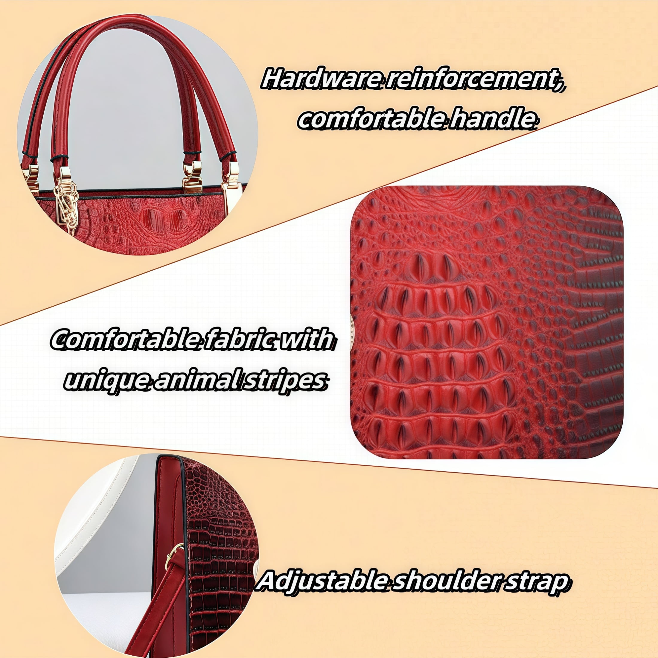 New large-capacity solid-color minimalist crocodile-pattern shoulder bag for cross-body use.