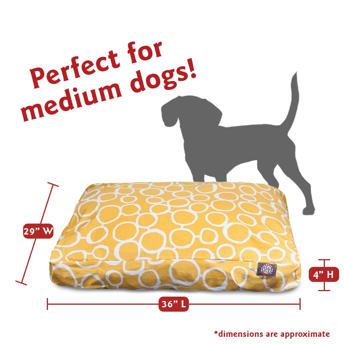 Majestic Pet | Fusion Rectangle Pet Bed For Dogs, Removable Cover, Yellow, Medium