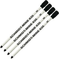 Schmidt 635 D1 Mine Ballpoint Refill - Black Ink - Medium Tip 0.7mm - Pack of 4 (with Plastic End Cap)