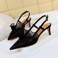thumbnail image 3 of Zapatos de tacón alto para mujer, de moda, para banquetes, bodas, para mujer, con boca poco profunda, puntiagudos, para novias, sandalias con tiras de encaje de malla, 3 of 5