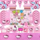 thumbnail image 2 of Vajilla desechable para fiesta de cumpleaños de niñas con temática de Hello Kitty, plato, vaso de papel, globo, regalos para niños, suministros de decoración para fiestas con globos KT, 2 of 5