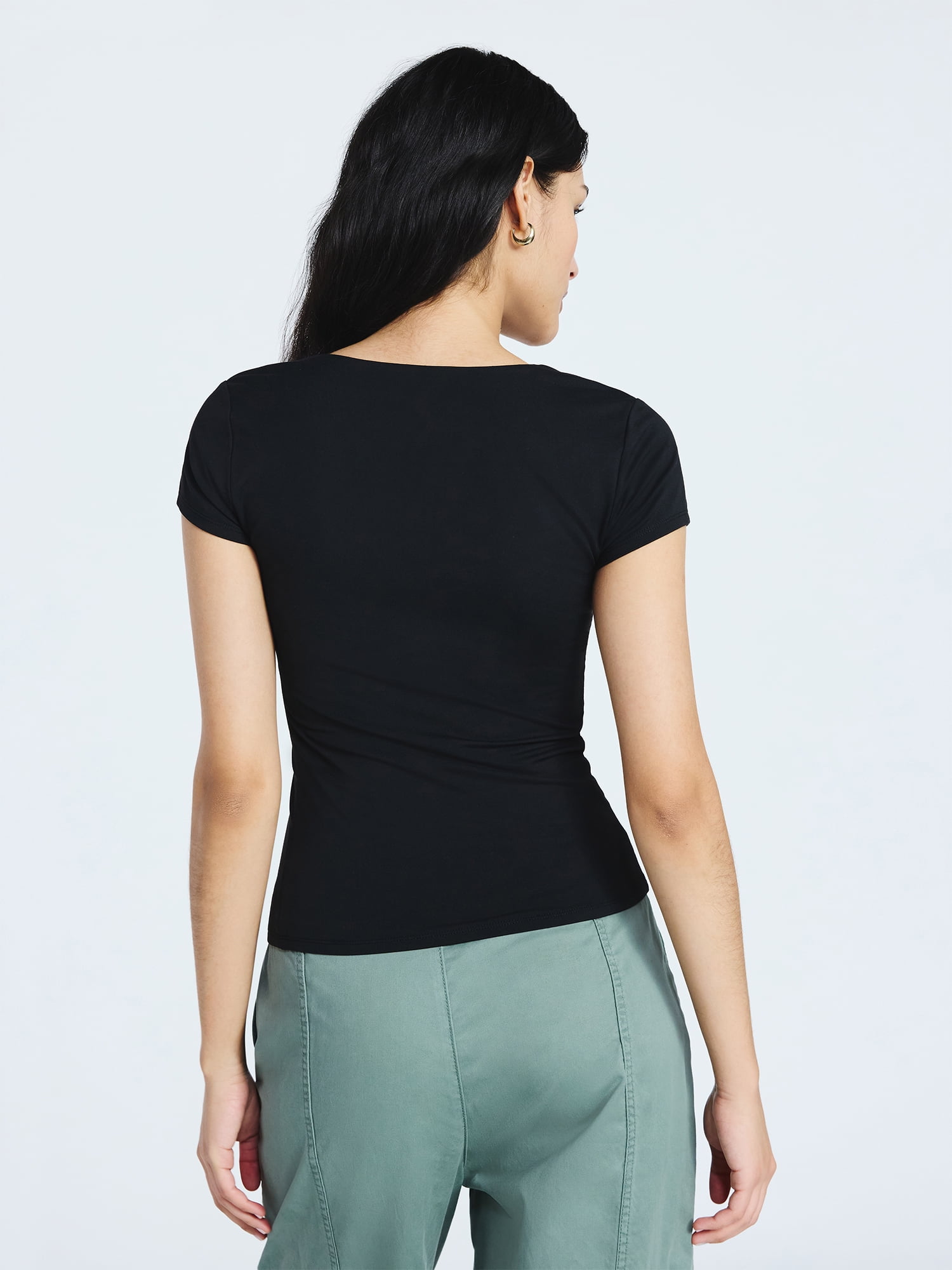 Scoop Women's and Women's Plus Ultimate Refined Contour V Neck Tee, Sizes XS-4X