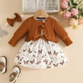 thumbnail image 2 of VNKIDY Toddler Girls Prints Dress Long Sleeve O-Neck Ruffles Coats Tops Headbands Outfits Sets Cozy, 2 of 5