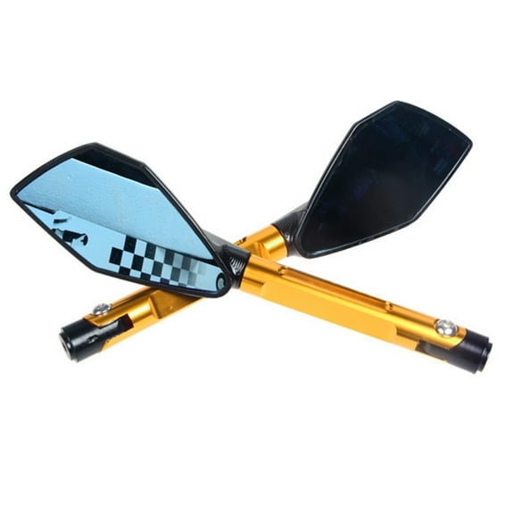 MoreChioce Motorcycle Rear View Mirror Bolt 8mm 10mm Universal Aluminum Alloy Mirror for Scooter Dirt Bike ATV Street Bike Gold