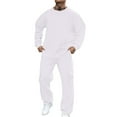 thumbnail image 2 of JULMCOMO Men's Tracksuits Two-Piece Tracksuits Sweatshirt Fleece Joggers Long Sleeve Fall Crewneck Sports Sweatsuit Athletic Pants Suit Set White 2XL-Large, 2 of 7