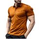 thumbnail image 1 of Playeras Elvqul de Hombre Manga Corta Casual Liso Light Brown Botones Deportivas con Solapa, 1 of 5