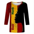 thumbnail image 4 of Craaazy Women's 3/4 Sleeve Crew Neck Tops with Celebration Pattern for Black History Month Cultural Celebration Gifts, 4 of 5
