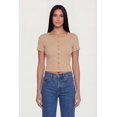 thumbnail image 2 of Women's Ribbed Knit Button Front Crop Top, 2 of 4