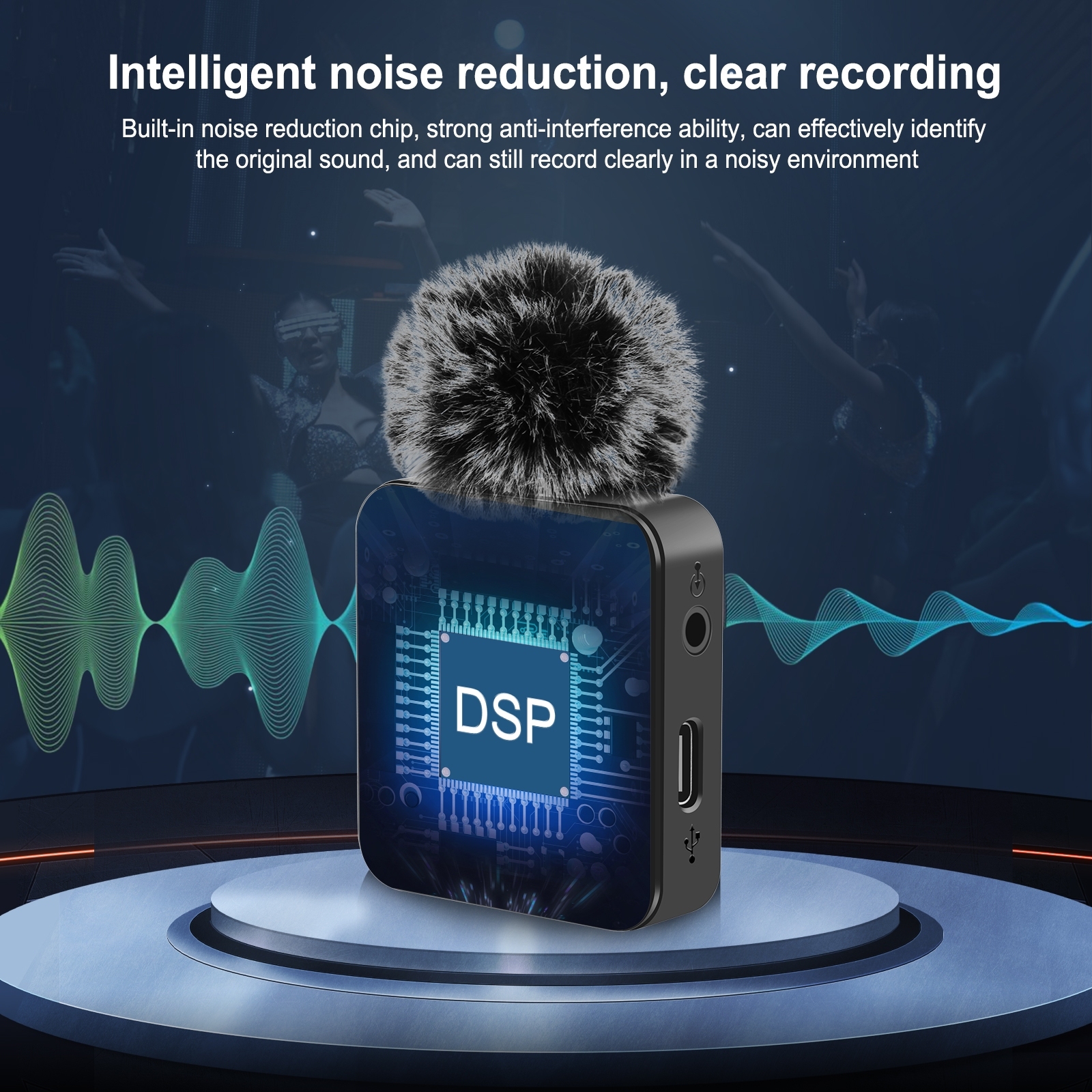 System  PU647B Wireless Microphone System With 1 Receiver & 2 Transmitters 10M Transmission Range Built-in Battery Replacement For  Computer Laptop Camera For Live
