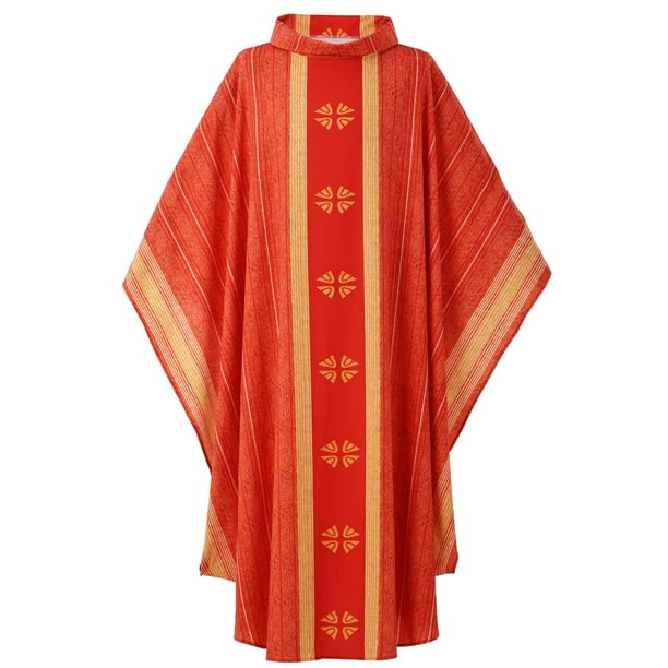 Bata de iglesia BLESSUME, casulla litúrgica para sacerdote, color rojo, poliéster