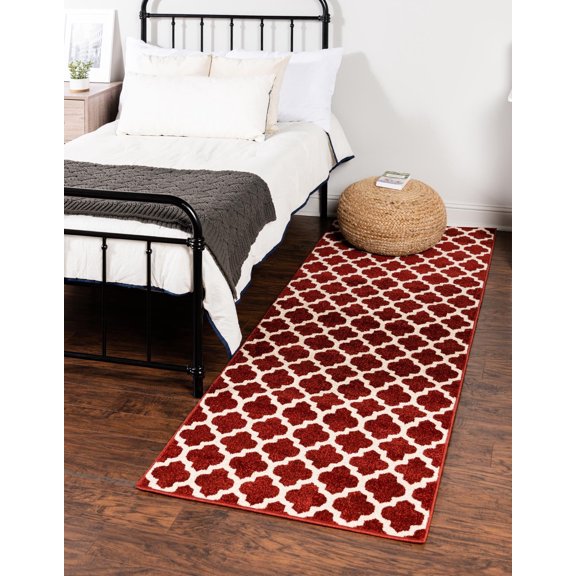 Unique Loom Trellis Collection Area Rug - Philadelphia (2' 7" x 19' 8" Runner Dark Terracotta/Beige)